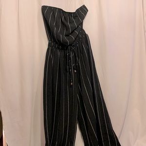 Black and white striped jumpsuit